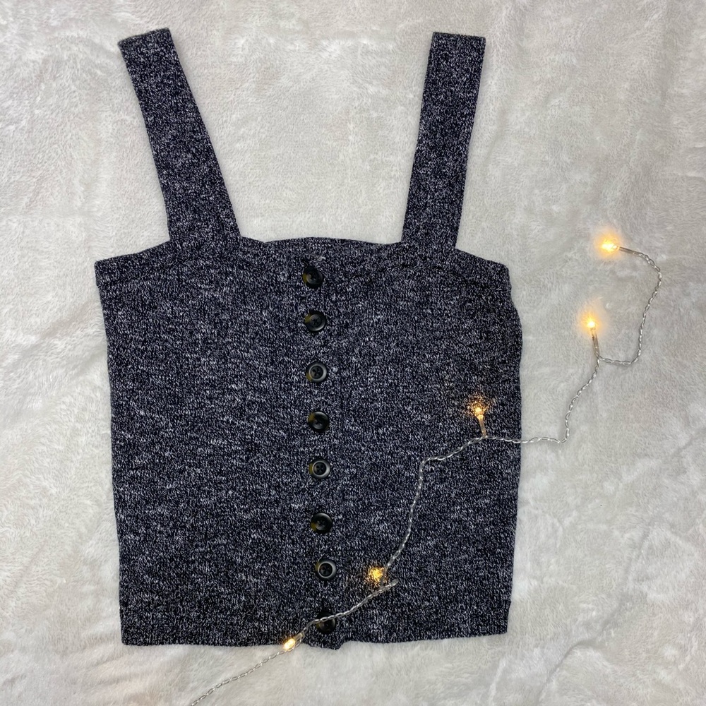 size xs gray madewell ribbed button front tank